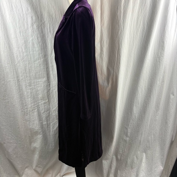 Anthropologie Skies are Blue ~ Plush Velvet Duster Coat in Dark Plum M - Picture 6 of 14